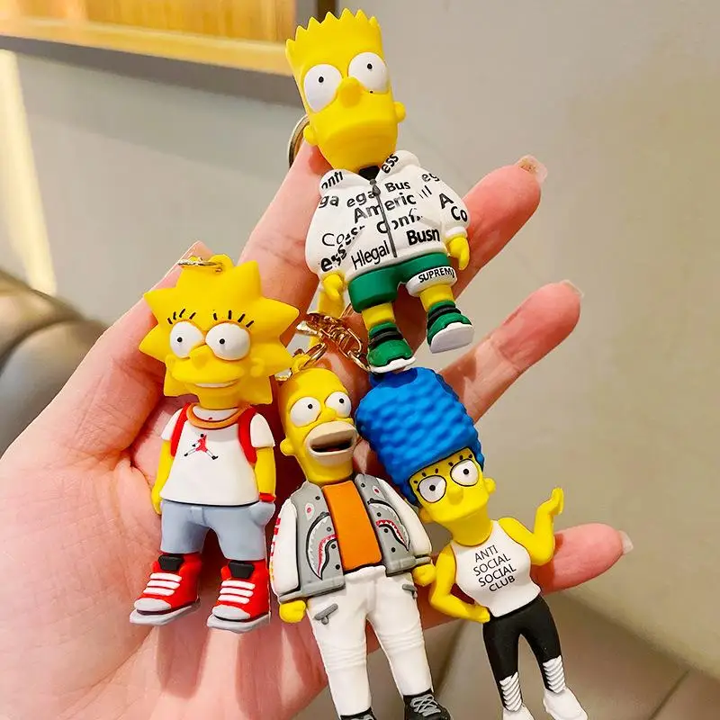 The Simpsons Keychain Anime Figure Bart Homer Marge Lisa for Kids Schoolbag Pendant Cartoon Key Ring Kawaii Car Key Chain Gift