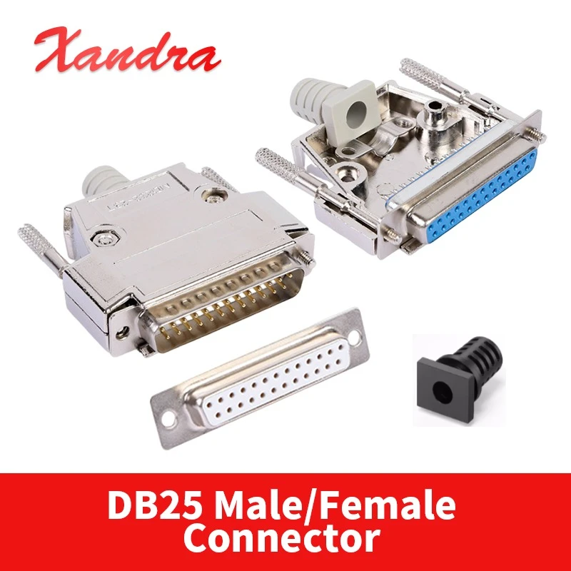 Industrial Metal DB25 Male Female Connector for Communication Converter 3A-5A Gold-plated Needle 25Pin Soldering Plug Connectors