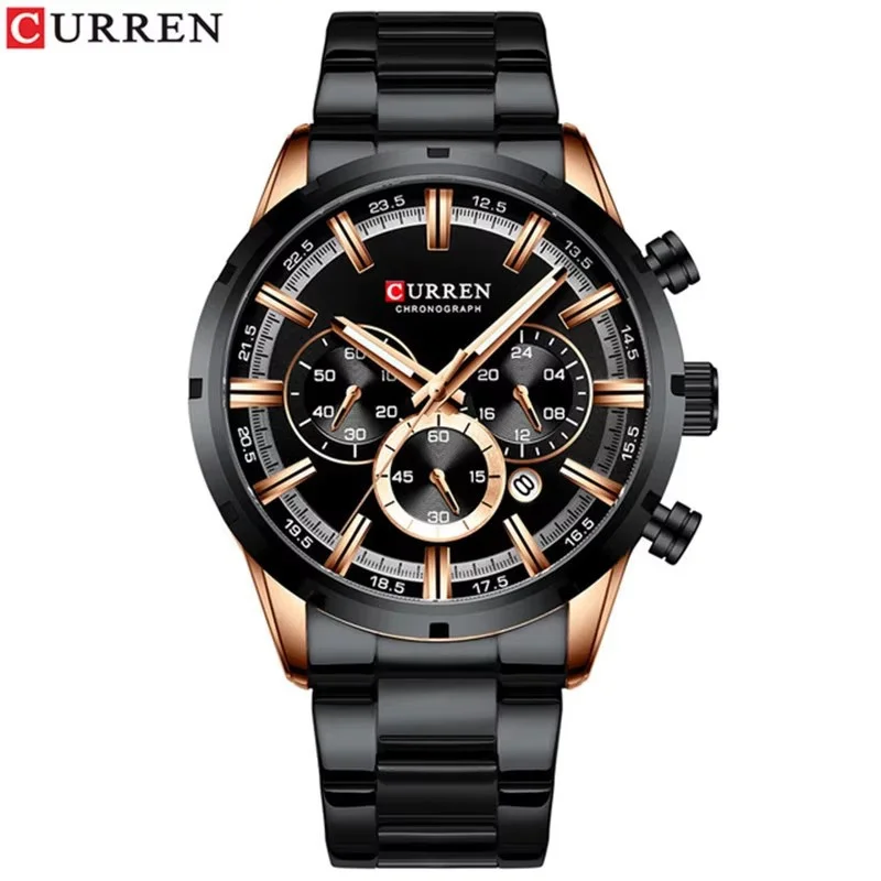CURREN-reloj analógico de cuarzo para hombre, accesorio de pulsera resistente al agua con cronógrafo, complemento Masculino de marca de lujo con diseño moderno, 8355