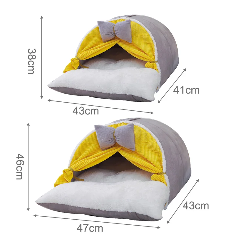 Plush Pet Cat Bed Winter Soft Pet Bed for Small Dogs Cats Comfortable Cat House Cave Kitten Nest Kennel Cat Accessories