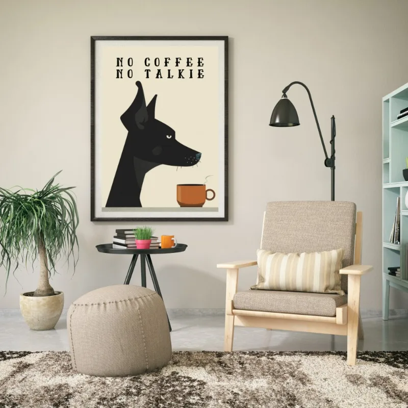 بوهو الحد الأدنى الكرتون الكلب القط مقهى قماش جدار الفن لطيف الحيوان القهوة المشارك المطبخ غرفة المعيشة ديكور هدية لمحبي الحيوانات الأليفة