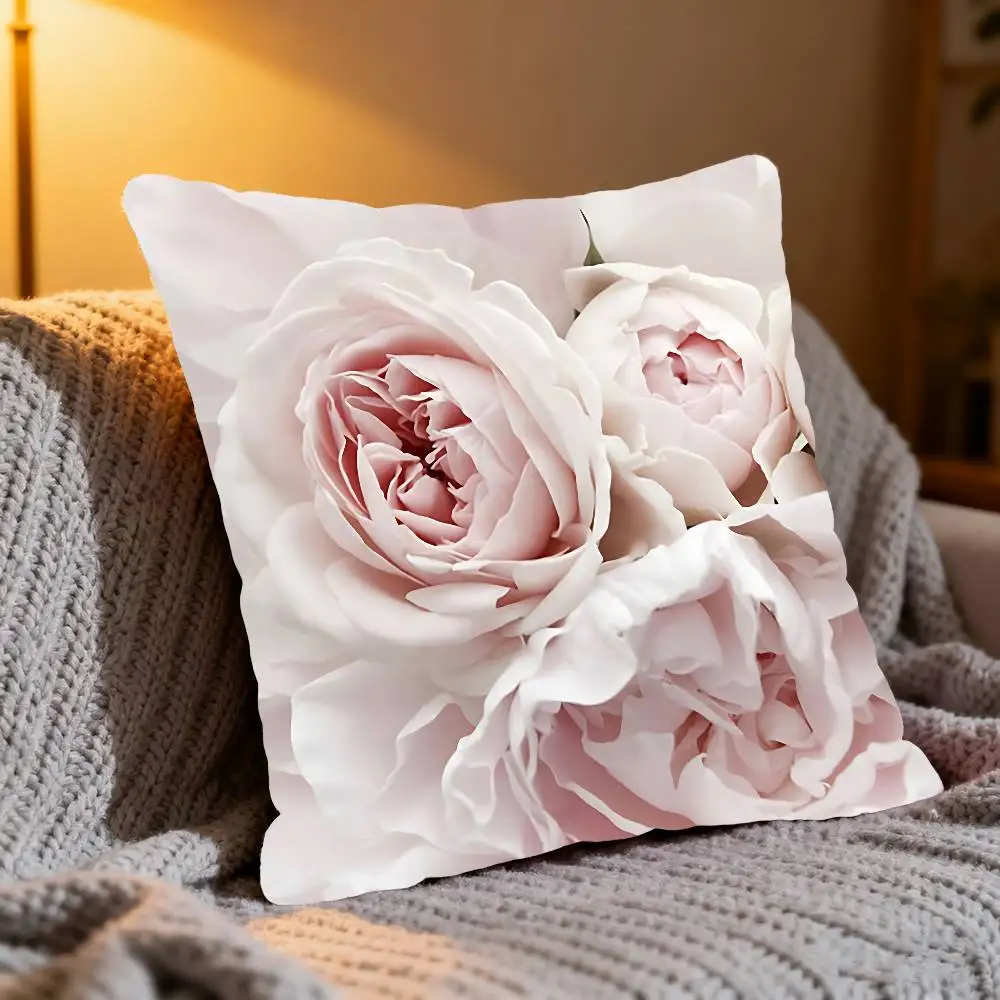 Modern Pink Flowers Series Pillow Case Elegant Couple Home Living Room Bedroom Decorative Pillowcase Sofa Cushion Cover