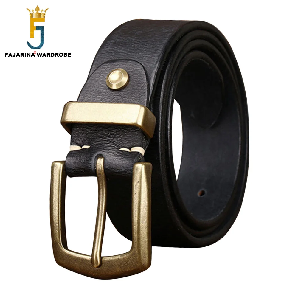 FAJARINA Retro Style Personalized Design Solid Cowhide Leather Belt for Men 38mm Wide