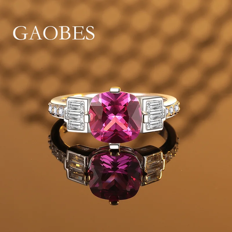 Luxury Solid Platinum PT950 Women's Rose Red Diamond Ring