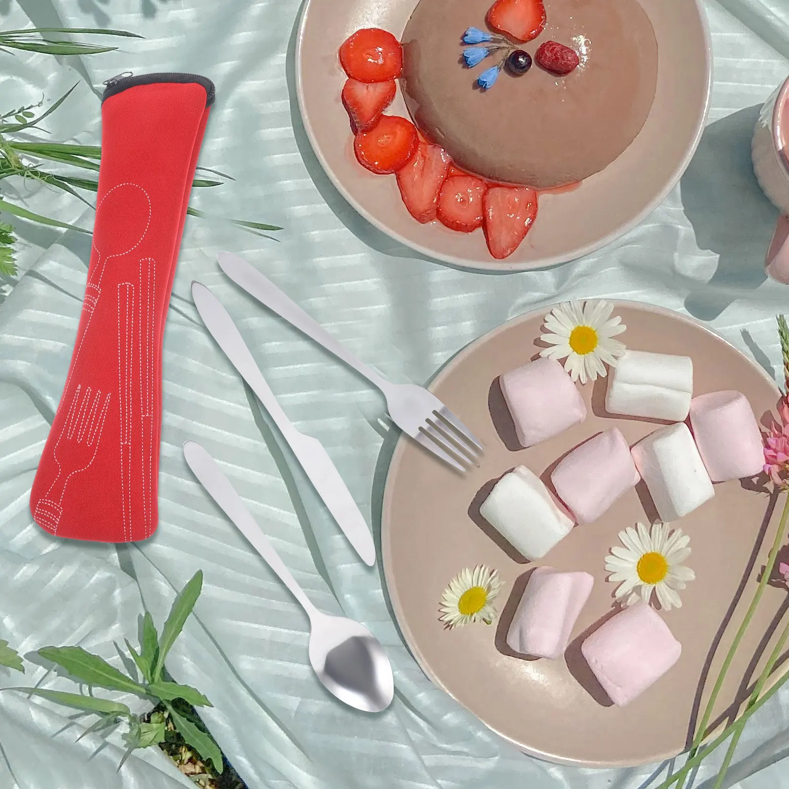 

Stainless Steel Cutlery Set Reusable Tableware Kit Fork Spoon Dinnerware Kitchen Utensils Outdoor Dining Set