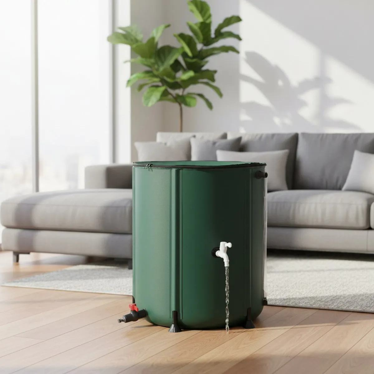 Collapsible Rain Barrel 200L Foldable PVC Green Portable Water Storage Tank for Garden Yard Gutter Rainwater Collection