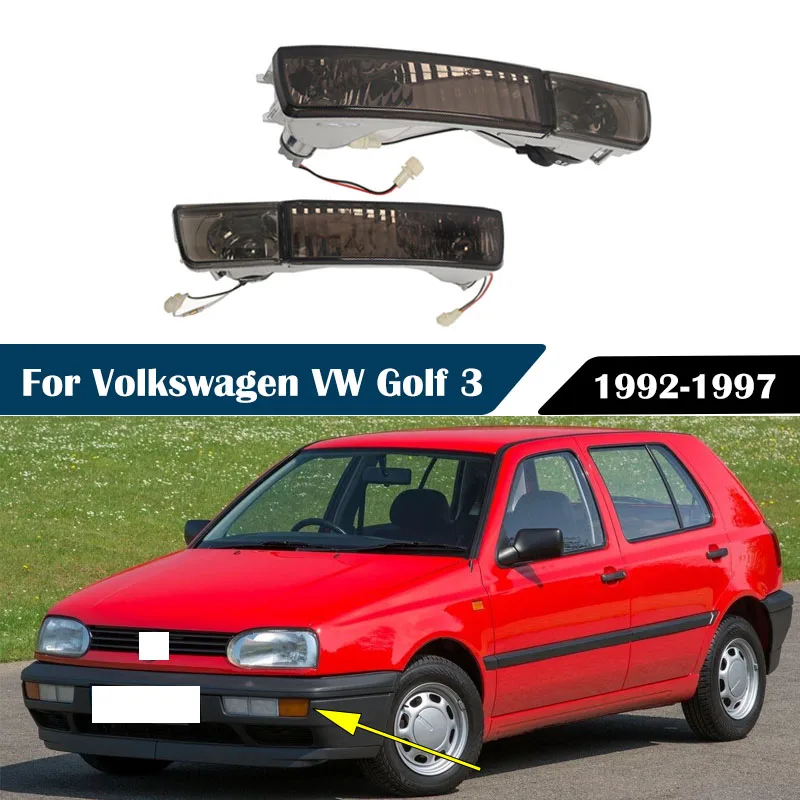 For Volkswagen VW Golf 3 1992-1997 Set Smoked/Clean Front Bumper Fog Light Turn Signal Lamp Car Accessories 4PCS
