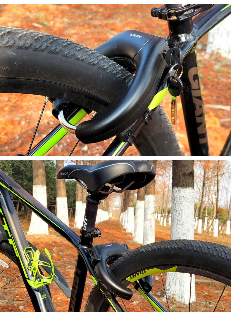 ETOOK Fahrrad-Hufeisenschloss, Diebstahlsicherung, Fahrrad-Rohrschloss aus gehärtetem Stahl, tragbar, hohe Sicherheit, Straße, Berg, langlebiges Fahrradschloss – Detail 19