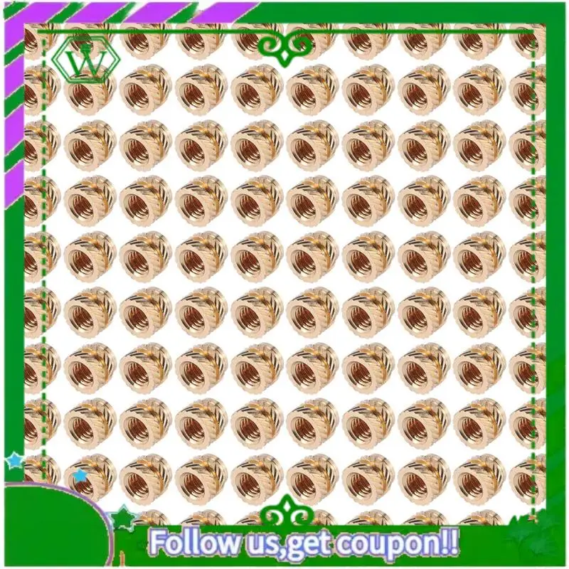 

Reliable-100Pcs M3 Thread Knurled Brass Threaded Heat Set Heat Resistant Insert Embedment Nut,M3X5X4,For 3D Printer Voron 2.4 Et