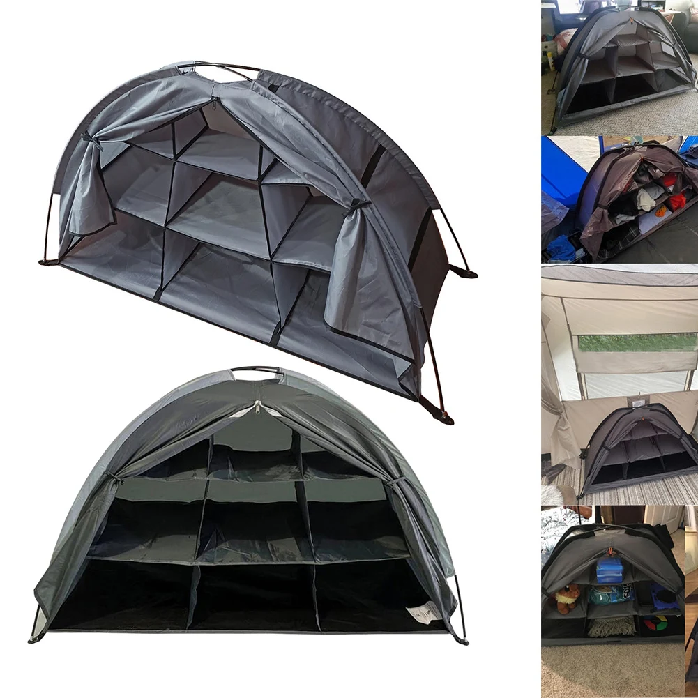 

9 Shelf Organizer Tent Clothes Organizer Thickened Board Support 210D Oxford Cloth 2mm Double Gray Board Camping
