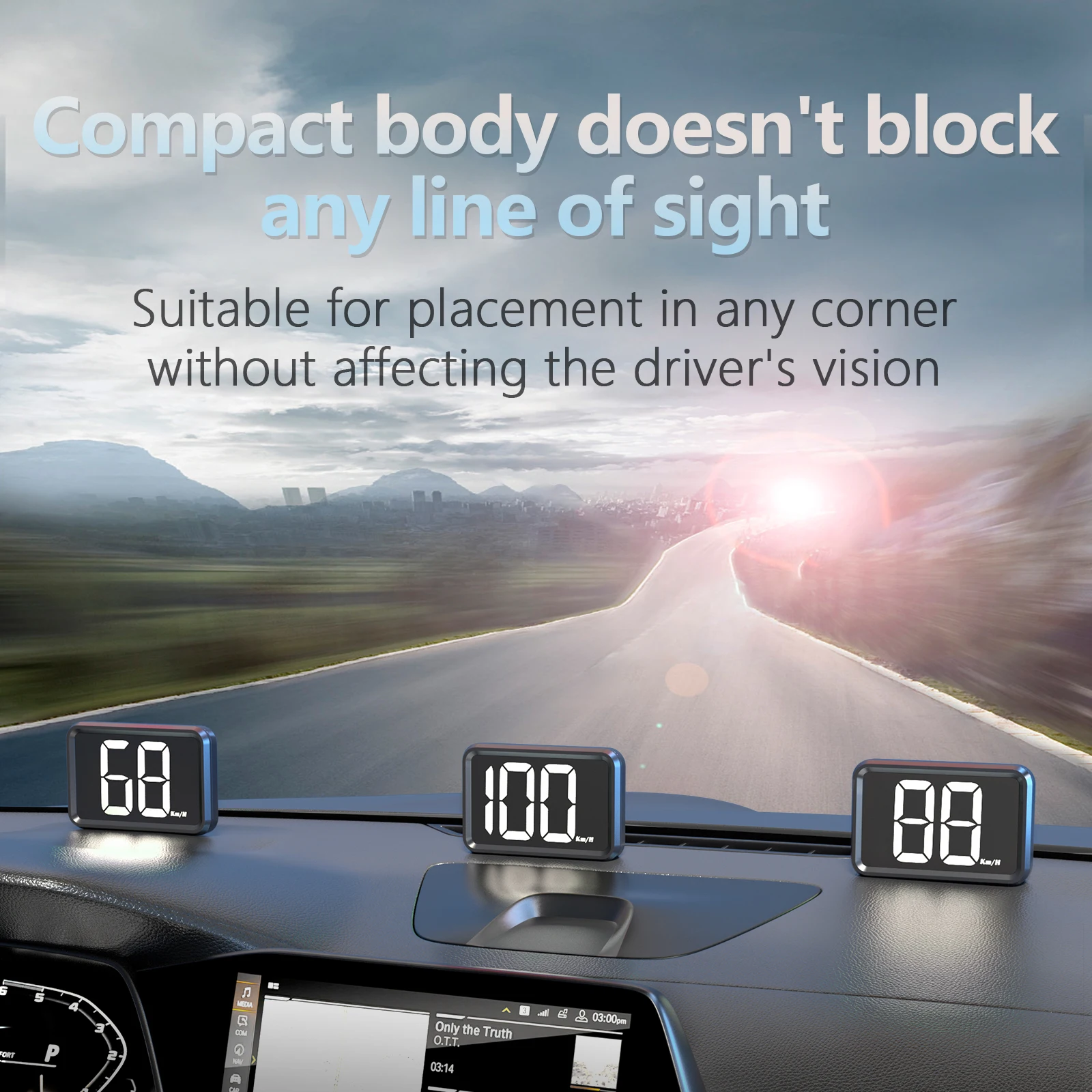 X1 GPS For HUD Speedometer KMH Speedometer For All Cars Head Up Display White/Green Light Big Font Plug and Play Auto Electronic image 6