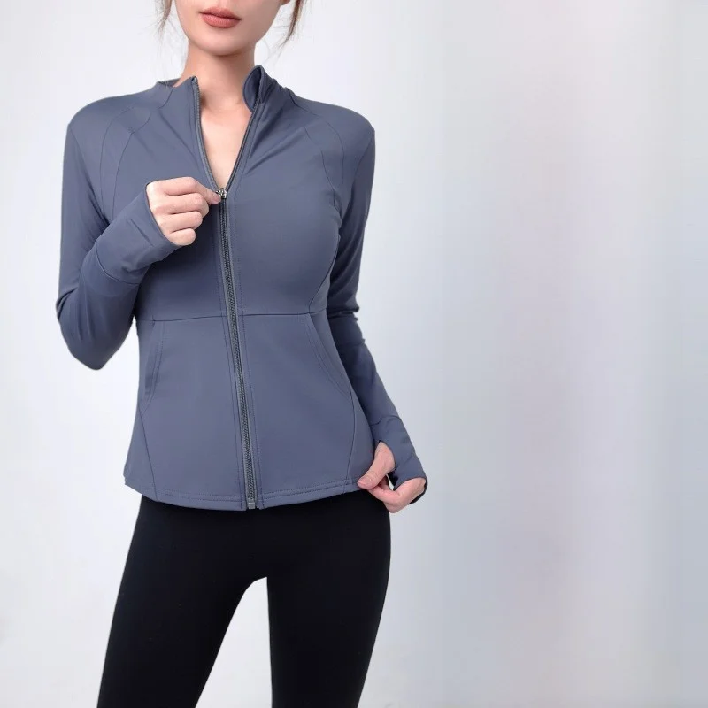 

Бархатная приталенная куртка с воротником-стойкой и длинными рукавами, быстросохнущая теплая спортивная одежда для йоги и фитнеса, топ для женщин