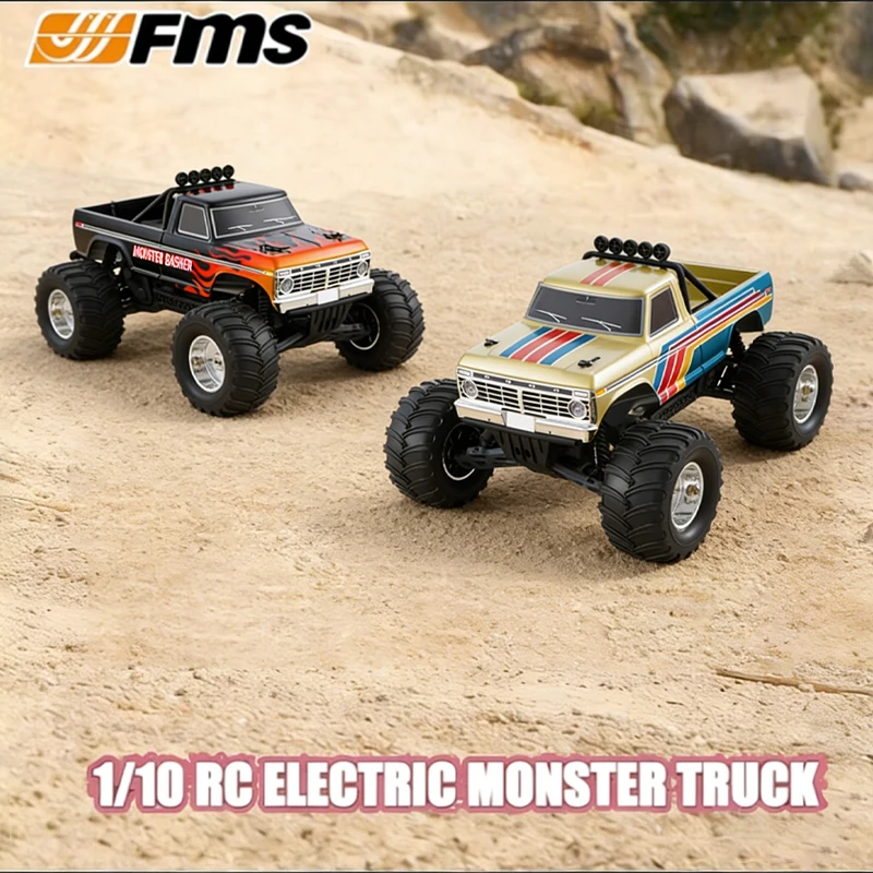 RC Car FMS 1/10 FMT10 Ford F100 Brushed 2.4G RTR RC PC Car Shell Monster Truck Model 4WD Remote Control Adult /Children’s Toy