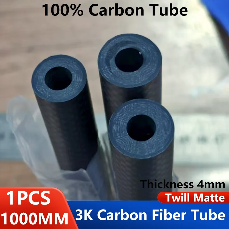 

1pc 3k carbon fiber tube 1 meter long wall thickness 4mm thick high-strength carbon fiber tube thickened carbon fiber tube