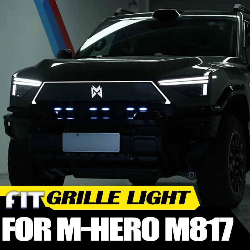 Car Grille Small Yellow Light Fit for Dongfeng M-Hero M817 2025 2026 Modified Car LED Decorative Warning Daytime Running Light