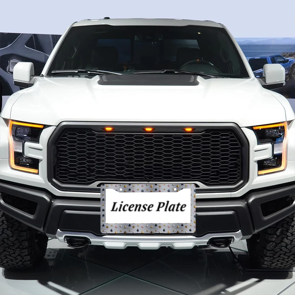 1 Stück mehrfarbiger Nummernschildrahmen mit Glöckchen und Sternmuster, 2-Loch, Aluminiummaterial, 6 x 12 Zoll, mit Schraubensatz, Retro-Neuheit