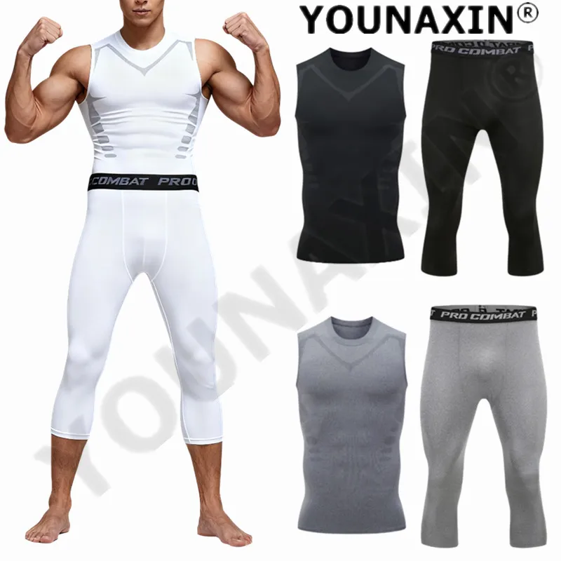 Unisex Men's Sleeveless T-Shirts Base Layer Vest Basketball Sports Tight Gym Fitness Running Top Tank Women Yoga Cropped Pants