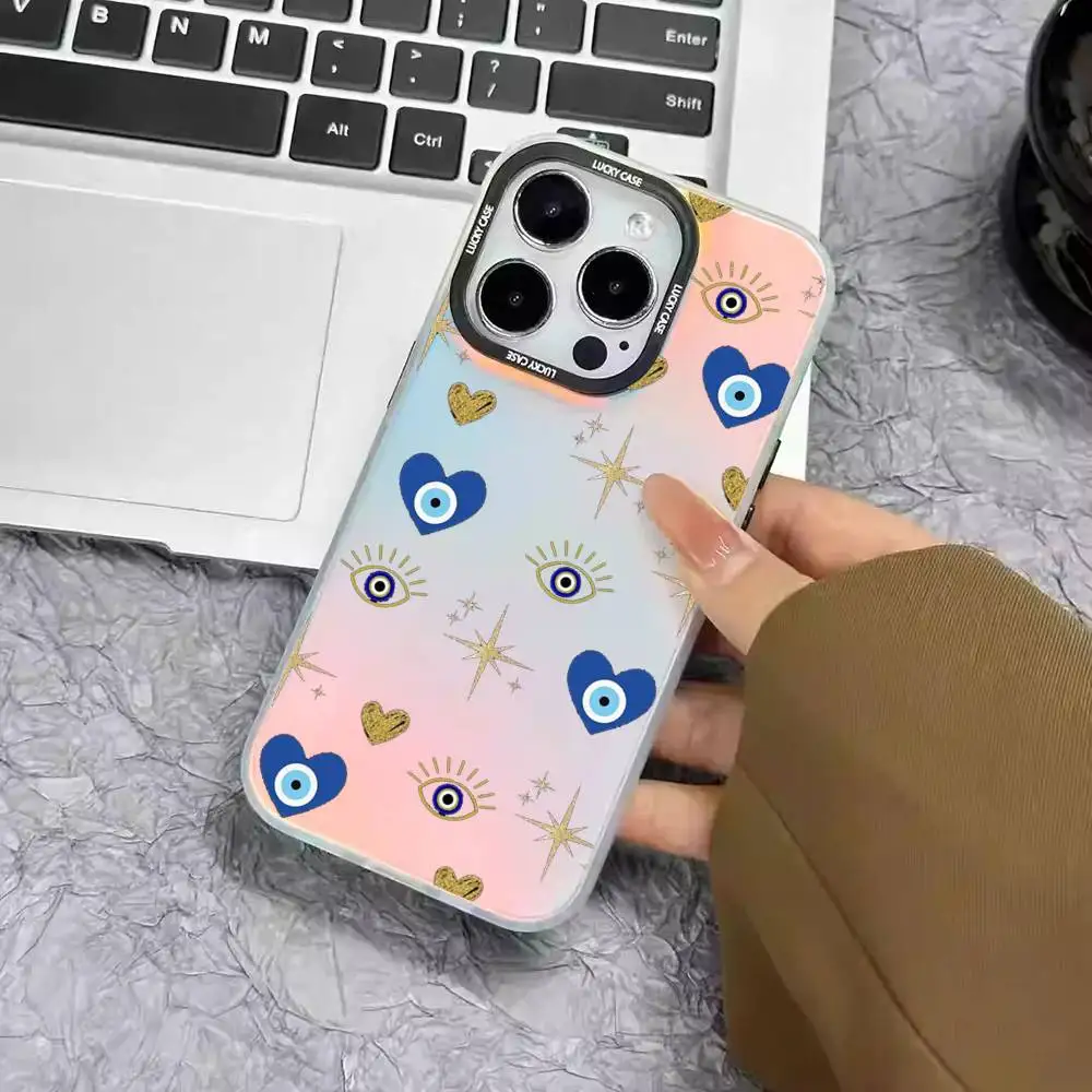 1pc Eye Star Phone Case Laser IMD Color Silver Shell For IPhone 17 16 15 14 13 12 11 Air Pro Max Plus