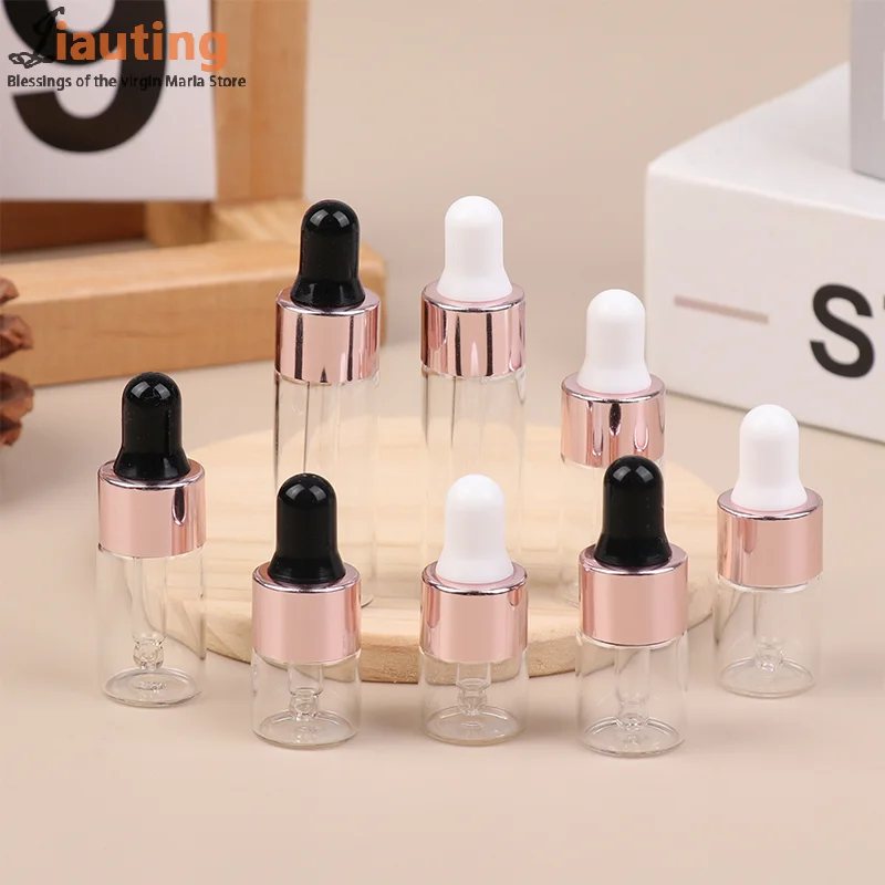 1-5ml Dropper Bottles Reagent Eye Drop Transparent Glass Aromatherapy Liquid Pipette Bottle Refillable Bottles Travel