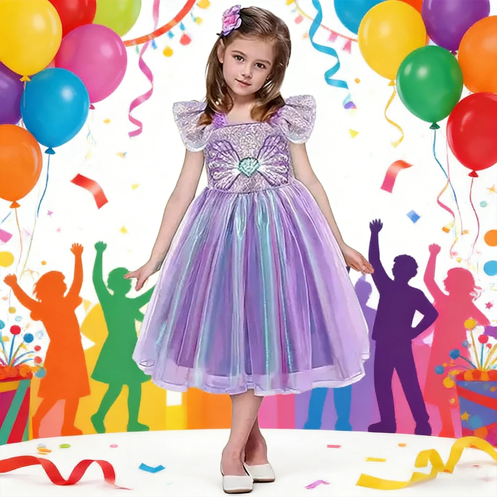 Verkleidung Halloween Mädchen Meerjungfrau Cosplay Kostüme Glänzende Pailletten Shell Mädchen Party Kleider Bühne Führen Mädchen Kleidung Karneval