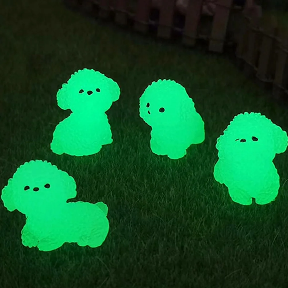 

12 Pcs Tiny Animal Figures Mini Glow-in-the-dark Puppy Micro Landscape Fairy Garden Ornament Resin Decoration Dog Statue