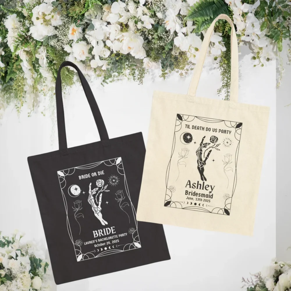 

personalized Witchy Tarot Bachelorette Tote Skeleton Coven Design Bridesmaid Proposal & Goth Bach bridesmaid gift wedding 2025