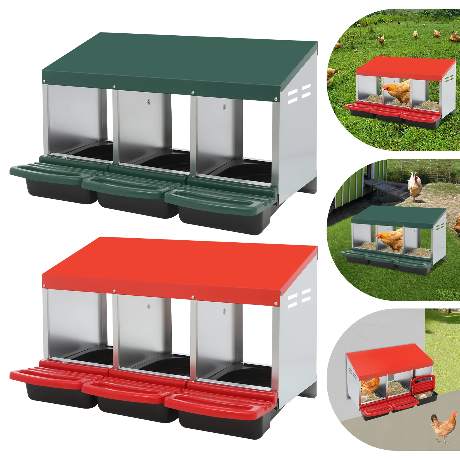 صندوق تعشيش حظيرة الدجاج صندوق تعشيش الدجاج PP صندوق وضع بيض الدجاج للدجاج والبط والدواجن مريح واسع وسهل التنظيف