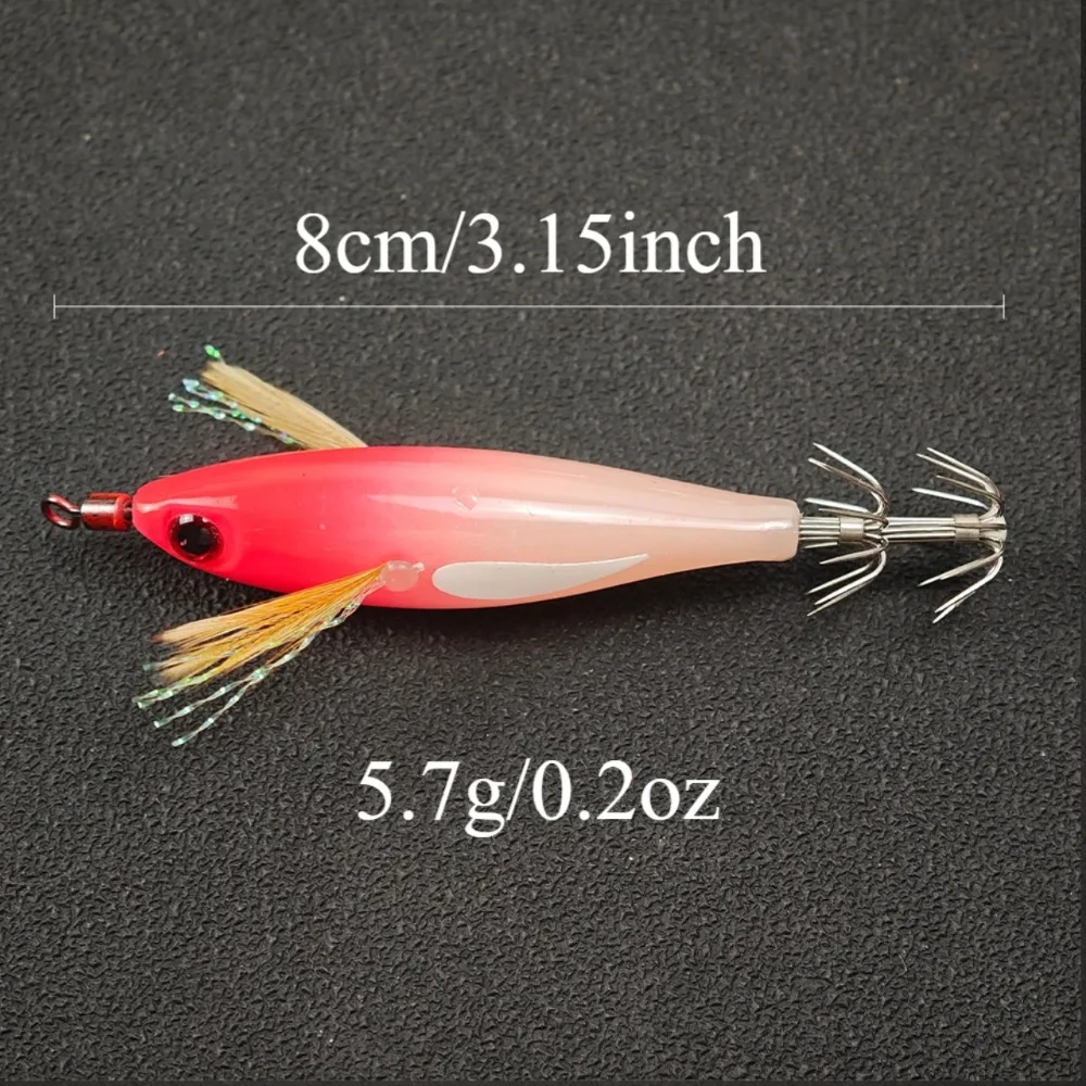 5Pcs/Box Luminous Horizontal Squid Jig Egi Set Simulation Shrimp Fishing Lure Glow in Dark Cuttlefish Octopus Tackle Bait view 4