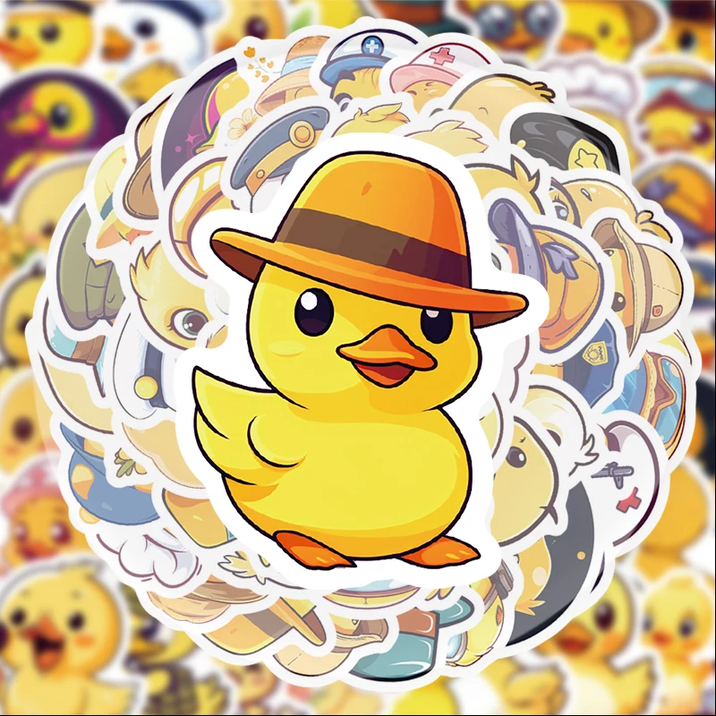 50 kleine Graffiti-Aufkleber mit gelben Enten, geeignet für Wasserflaschen, Laptops, Telefondekorationen, Koffer, Skateboards, Gitarren, Geschenkboxen, Partydekorationen, Weihnachtsgeschenke