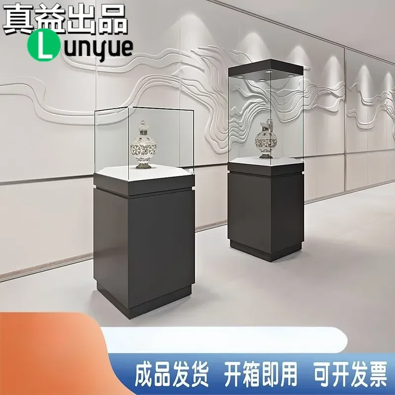 Glass Display Cabinet for Jewelry Jade Paint Samples Museum Relics Showcase with Lock Secure Storage Home Shop Exhibition