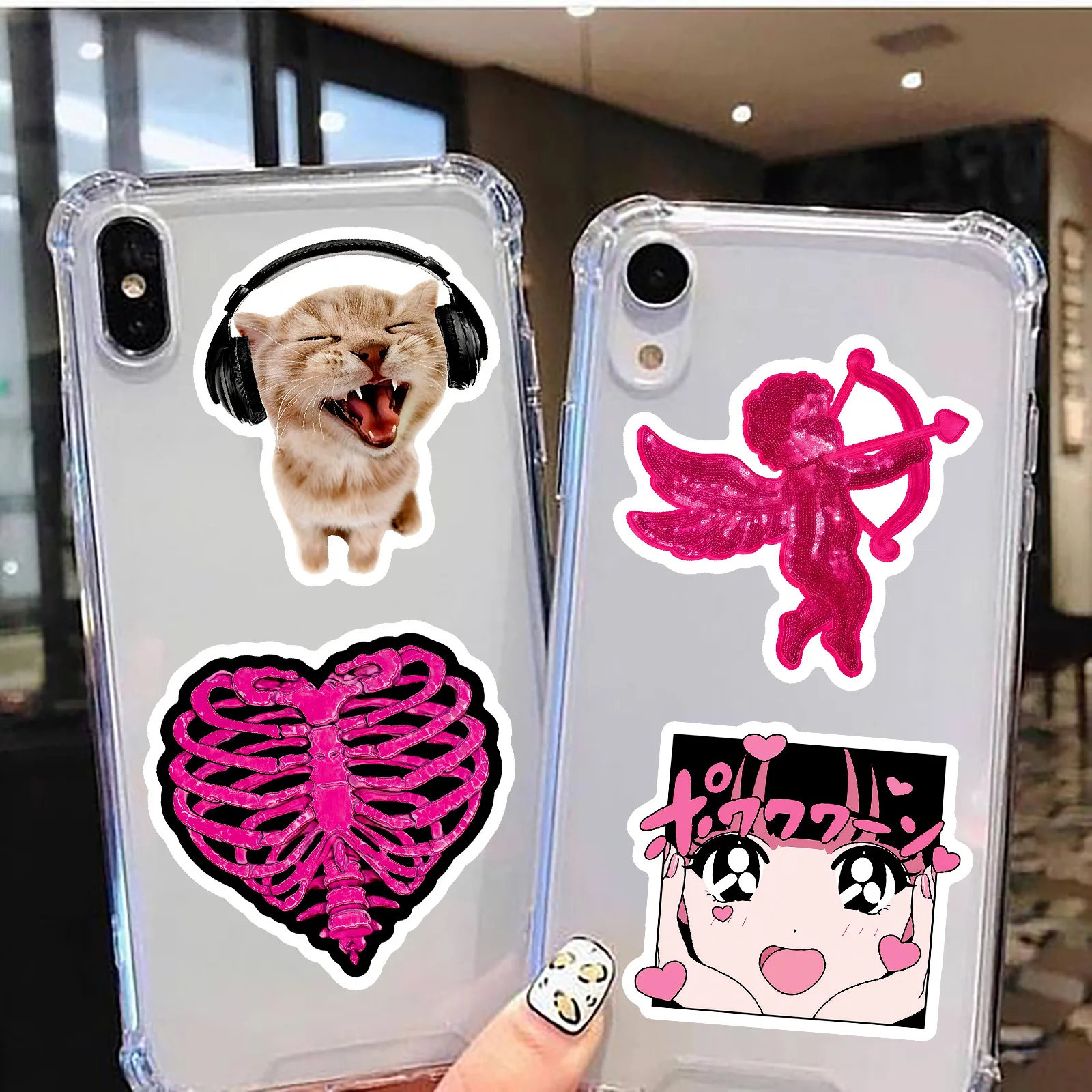 10/50PCS Adesivos Retro Y2K em Pó Preto, Criativos e Decorativos para Capas de Celular, Cadernos, Copos de Água, Brinquedos e Presentes