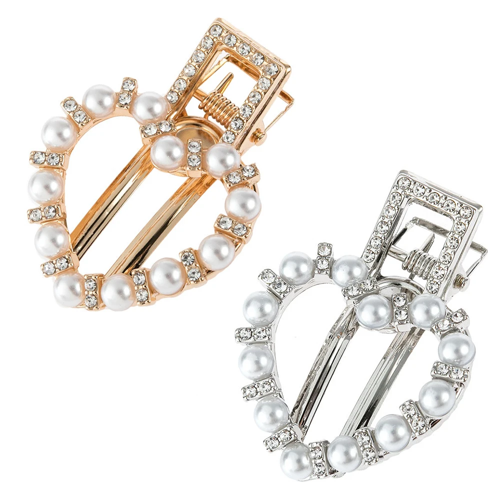 

2Pcs Pearl Hairpins Rhinestone Clips Smooth Surface Women Accessories Styling Clamps Hair Fixing Clips Fit Most Hairstyles