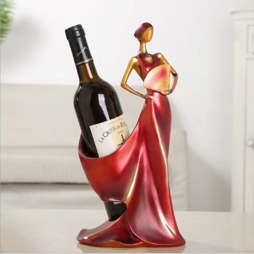 Wine Racks Handmade Home Bar Kitchen Accessories Resin Beauty Girl Model Wine Holder Home Decoration Figurines Miniatures Craft