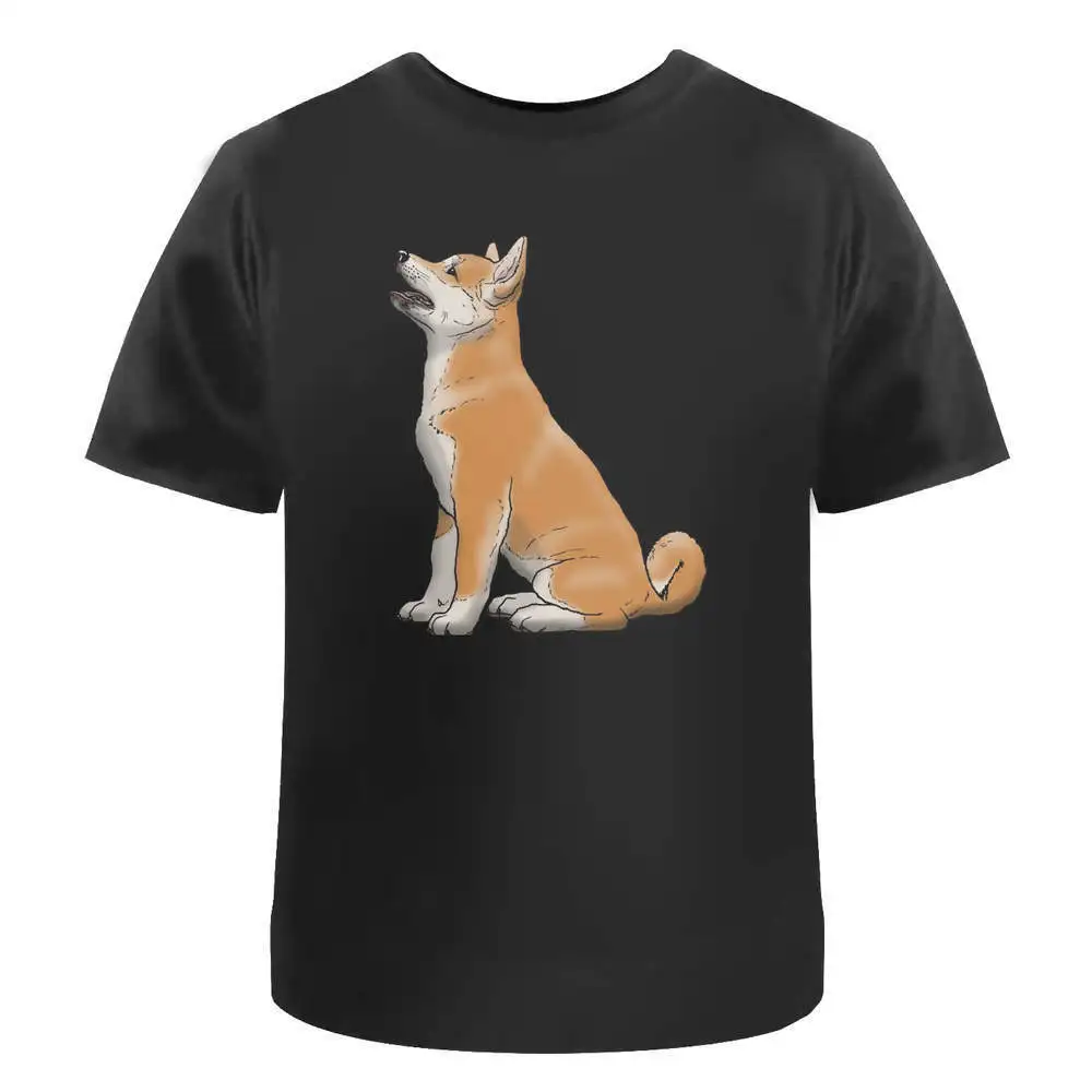 Begging Akita Puppy' Cotton T-Shirts   Anime Graphic T-shirts for Men Clothing Women