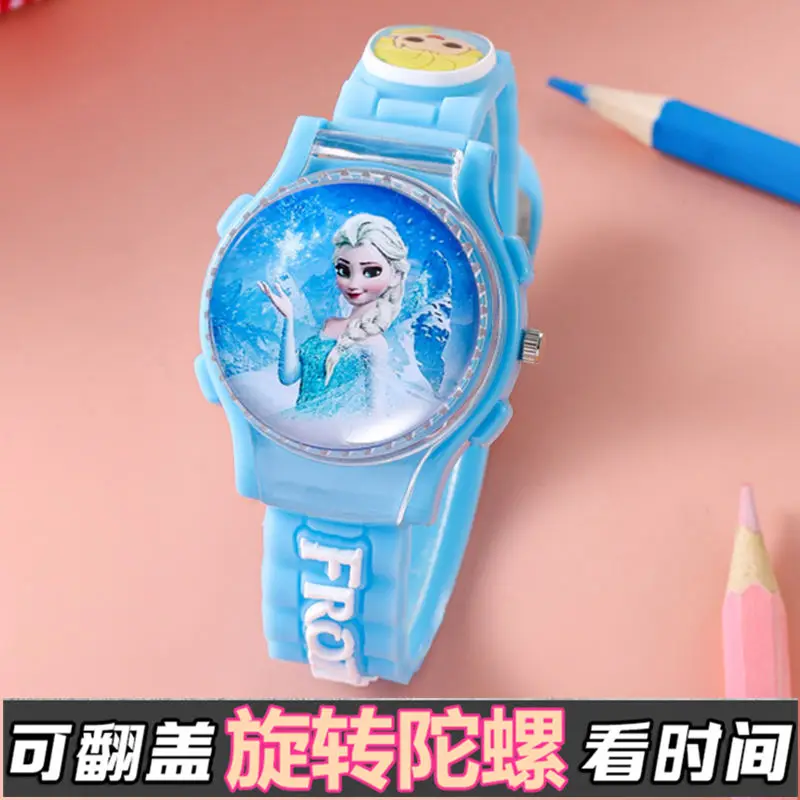 ديزني فروزن إلسا الأميرة الحلو لطيف الإبداعية الكرتون نمط الأزياء الوجه غطاء الغزل أعلى ووتش الاطفال اللعب هدايا العيد