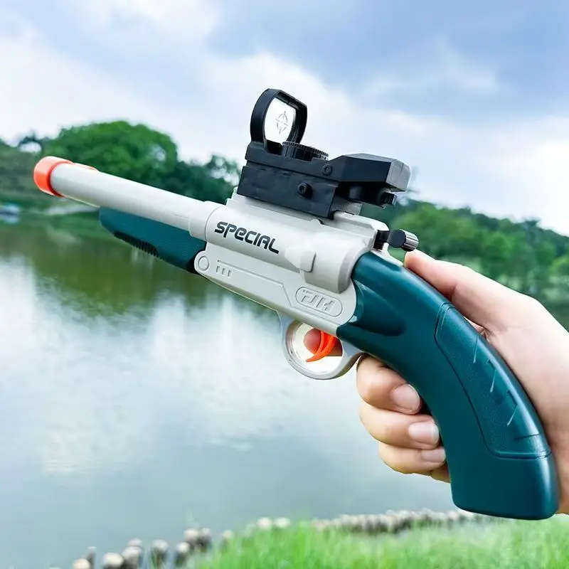 Rifle de doble cañón de 37cm, pistola de juguete larga, lanzador de Airsoft, balas suaves duales, juego de deportes al aire libre, arma de tiro para regalo de niños