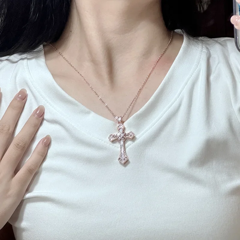 MDL Moissanit1 نمط الصليب قلادة مبالغ فيها الرجال النساء زركونيا قلادة مطلي 18 كيلو الصليب المجوهرات