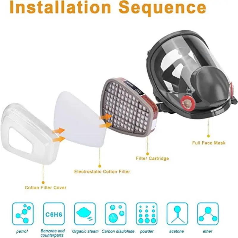 SJL 7 In 1 6800 Industrial Painting Spraying Respirator Gas Mask 3 In 1 Suit Safety Work Filter Dust Full Face Mask Gas mask