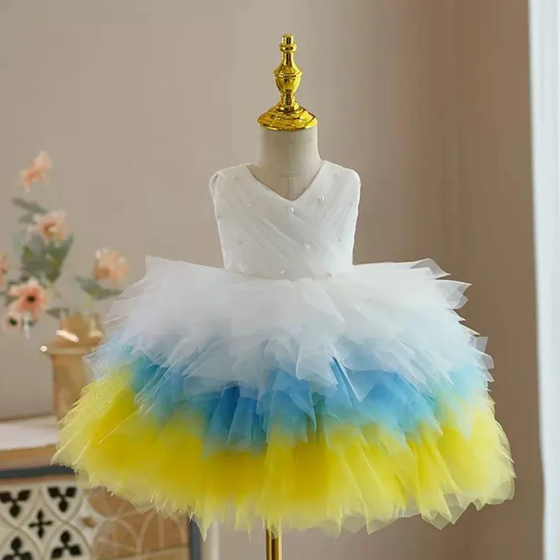 

New Children's Host Piano Performance Ball Gown Catwalk Wedding Birthday Party Girls Party Dresses A3989 Bridesmaid Dresses