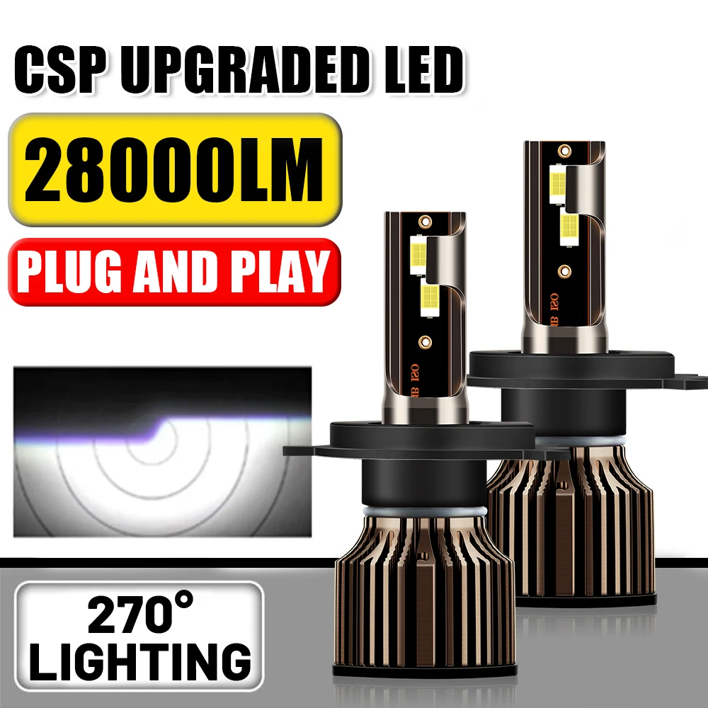 

H4 Hi/Lo Beam LED 9005/HB3 9006/HB4 H1 H7 880 H1 H11/H8/H9 9004 9007 Fog Bulbs 27000 LM 6000K White Built In Drive LED +500%
