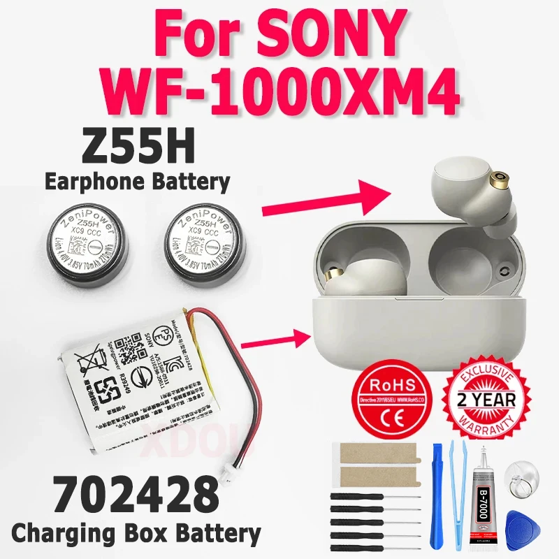 Brand-New 3.85V 70mAh Z55H High Quality Battery For SONY WF-1000XM4 Bluetooth Earbuds Headset Batteria + Free Tools