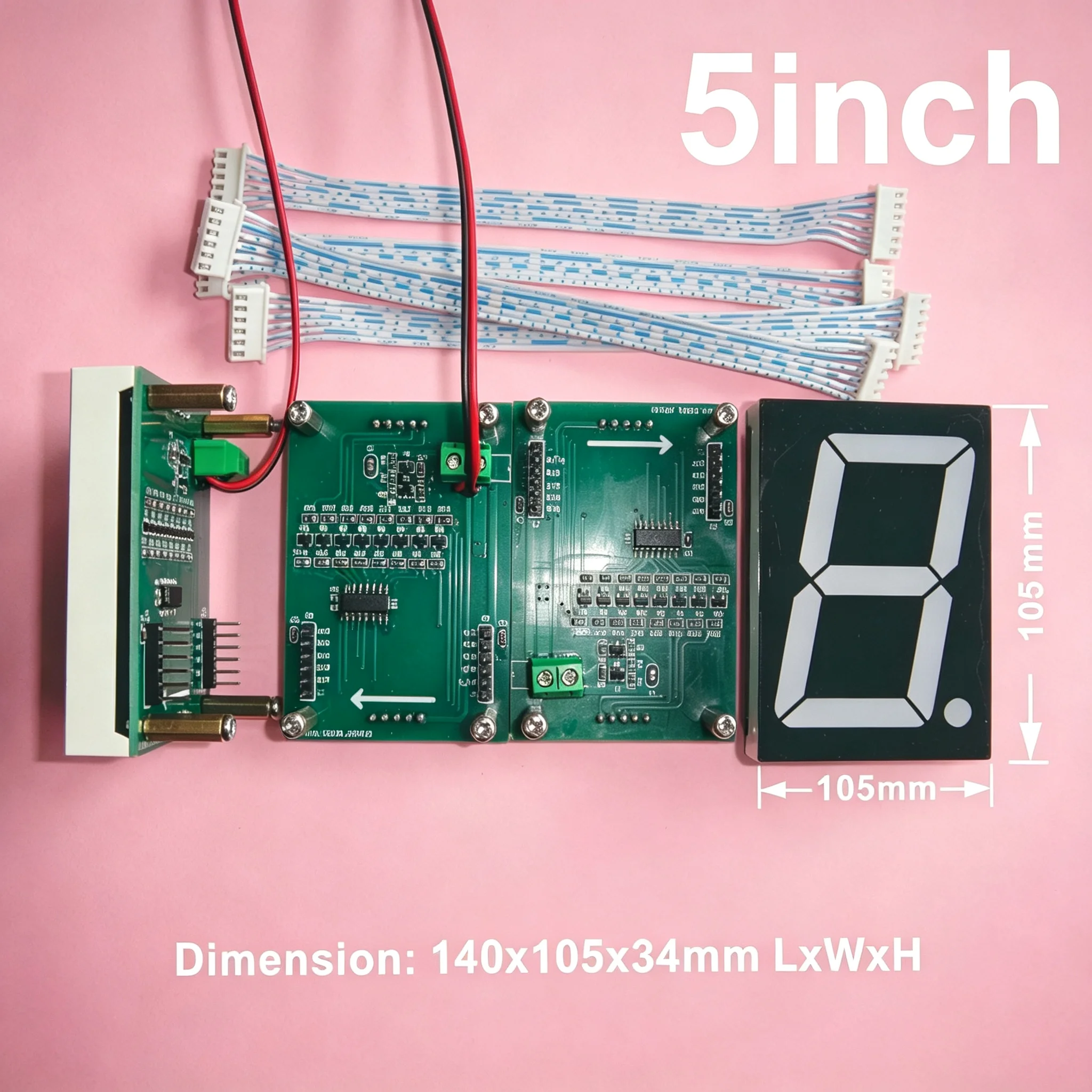 High Quality Red 5 Inch 1 Digit LED Digital Tube Display Module, Support Cascade, 9V-15V DC Power Supply  MCU DIY Scoreboard