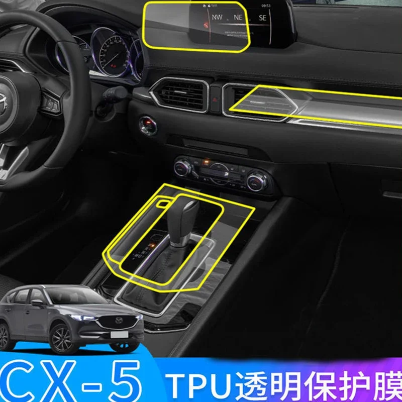 Tpu Film for Mazda CX5 CX-5 2017-2023 Car Interior Sticker Center Console Gear Touch Screen Dashboard Door Windows lifting Panel