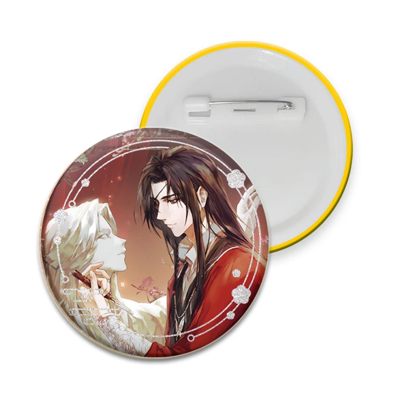 32/44/58mm Anime Heaven Official's Blessing Brooch Cartoon Figure Xie Lian Hua Cheng Lapel Pin Round Handmade Badge Jewelry Gift