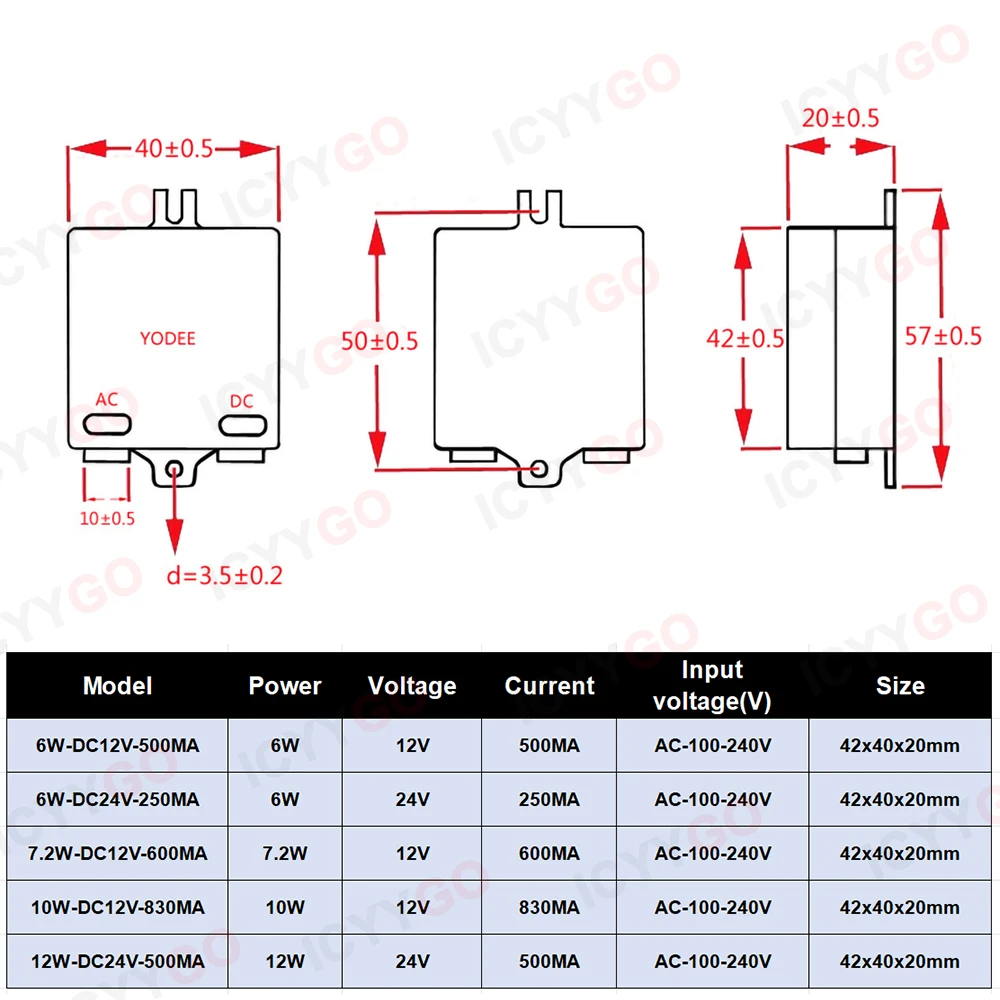 6 Вт 10 Вт 12 Вт светодиодный драйвер питания DC12V 24V Высококачественный трансформатор освещения Светодиодная лента 250MA 500MA 600MA 830MA 12V