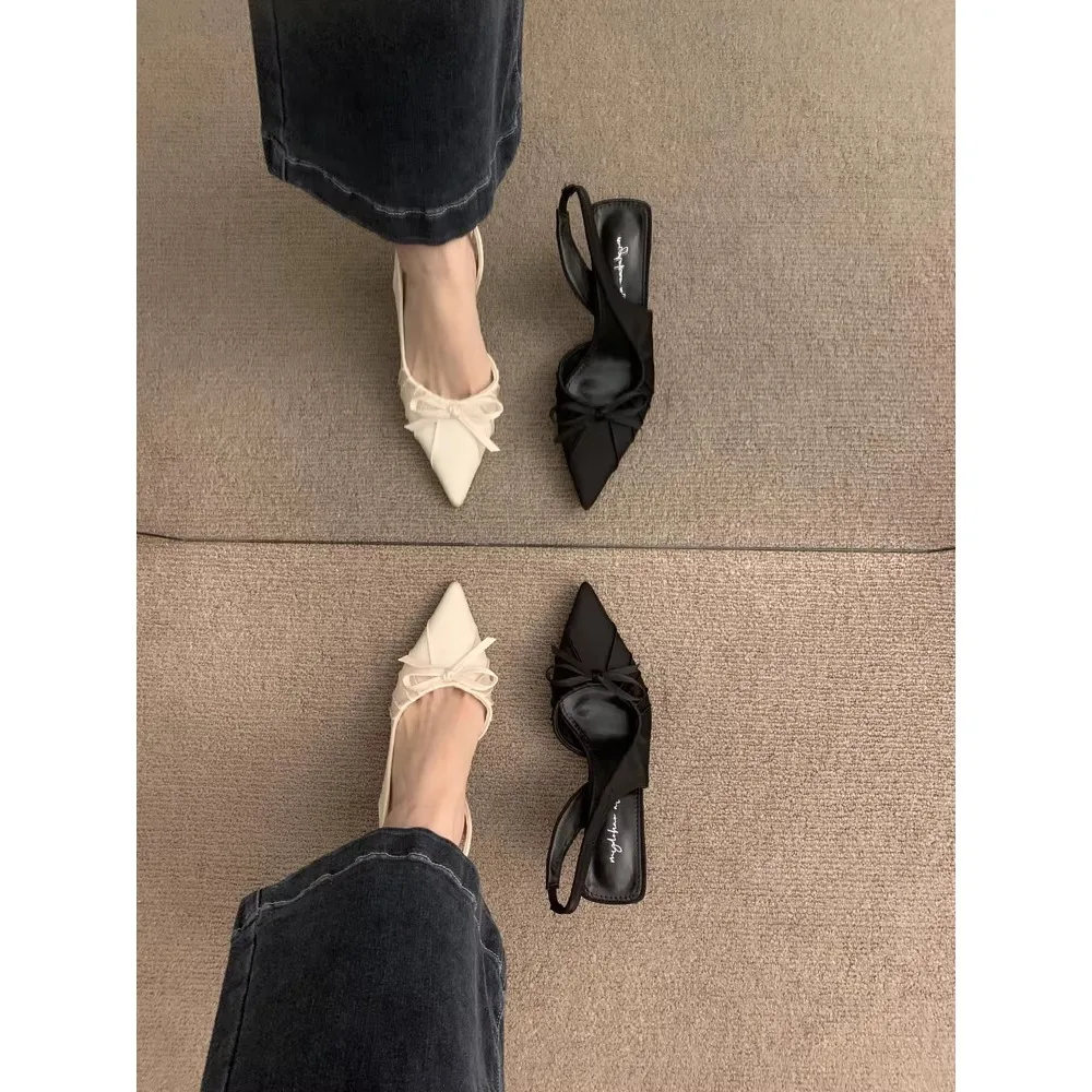 Summer Pointed Toe Women High Heels Fashion Butterfly-Knot Female Pumps New 2026 Footwear Slingbacks Ladies Mid Heels Sandals view 5