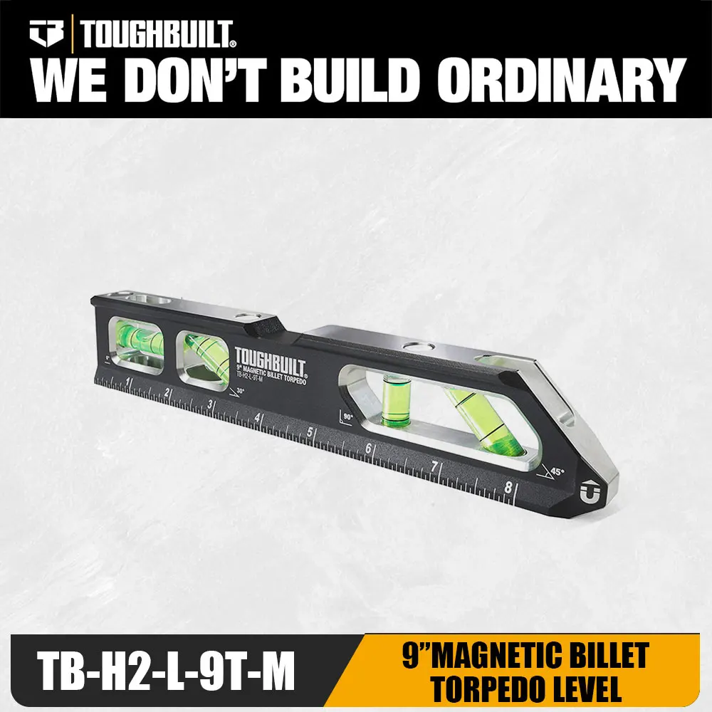 1 Stück magnetische 9-Zoll-Torpedo-Wasserwaage – langlebiges Aluminium, Präzisionsfläschchen für genaue Messungen