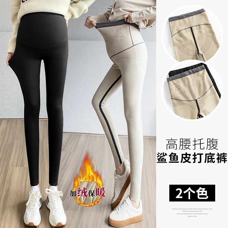 Winter Maternity Leggings Warm High Waist Pregnant Women\'s Belly Pants High Stretched Pregnancy Sports Trousers Yoga Legging