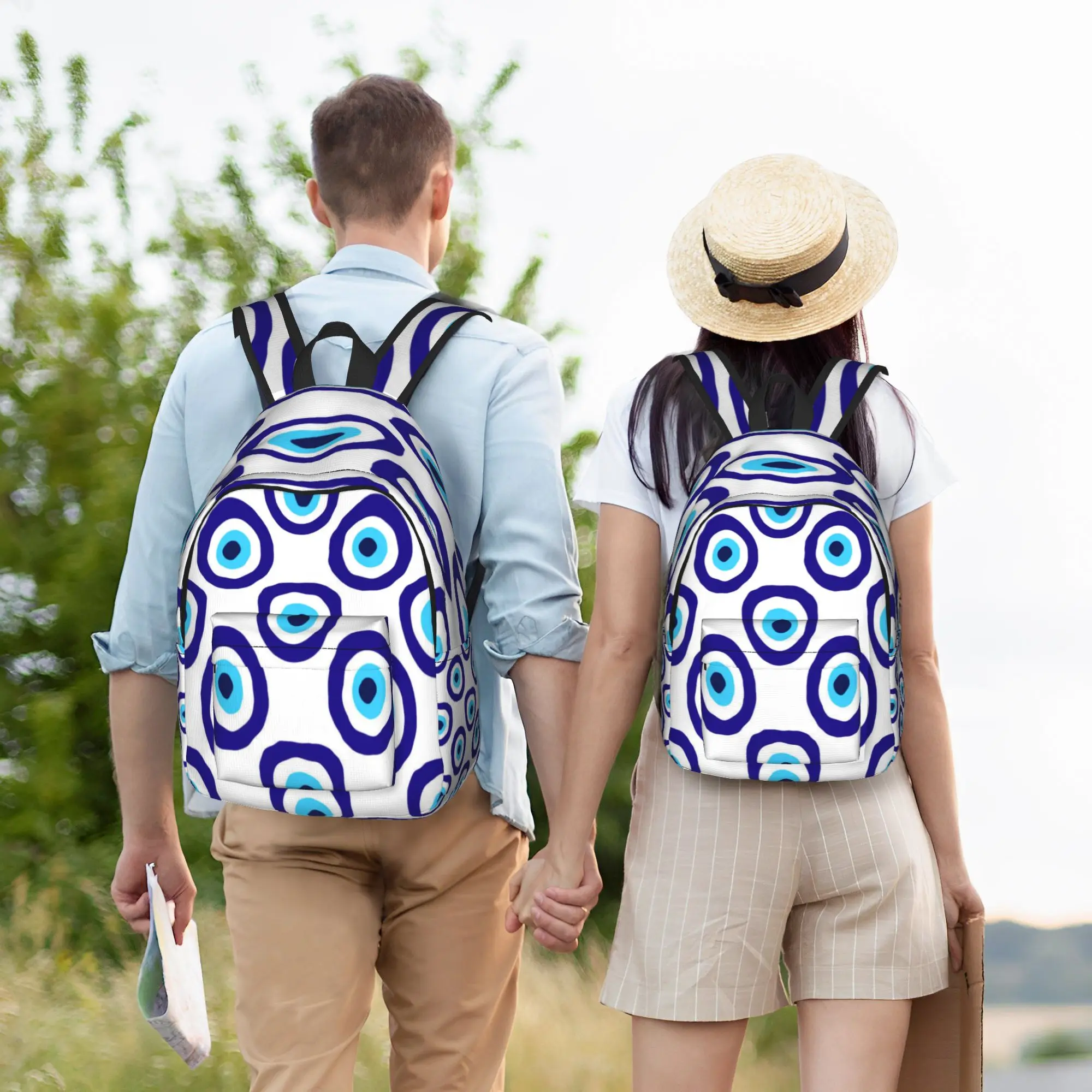 Custom Evil Eye Ethnic Pattern Mystic Greek Amulet Turkish Backpack Boy Girl  Lightweight Backpacks School Bags Cycling Rucksack