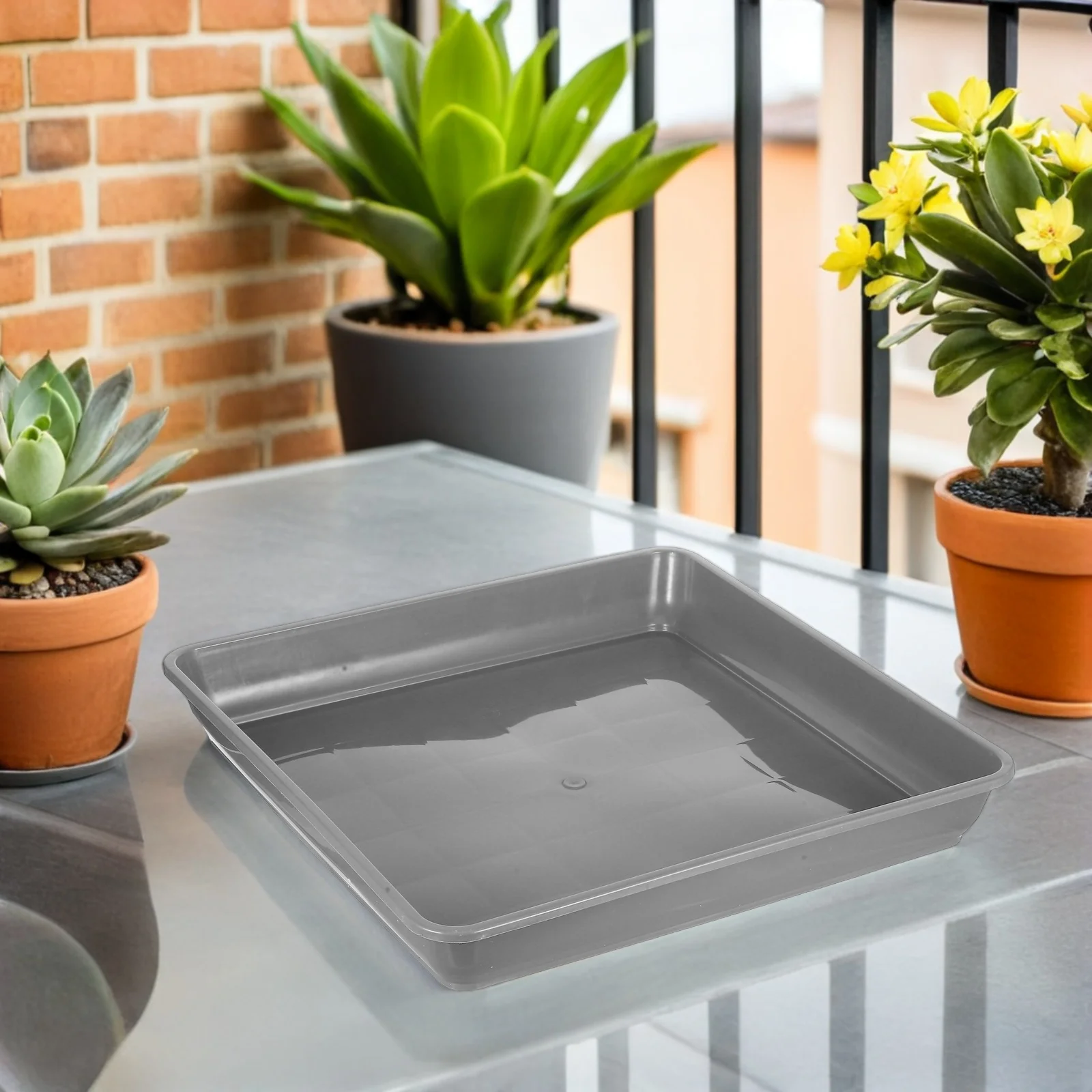 

2pcs Square Plant Tray: Large Plastic Bonsai Drip Saucer For Indoor Outdoor Use Water Catching Succulent Drainage Base For